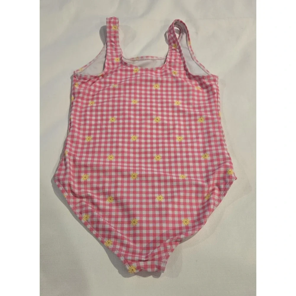 BMagical Girl's‎ Swimsuit  Gingham Pink White Plaid w/ Yellow Flowers Size 16